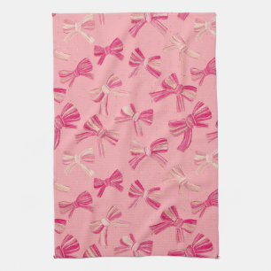 Linge De Cuisine Motif sans couture à ruban rose coquette