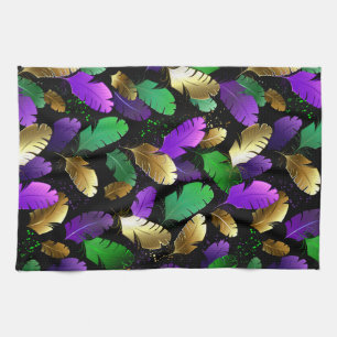 Linge De Cuisine Motif sans couture avec des plumes de Mardi Gras