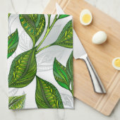 Linge De Cuisine Motif sans couture avec Feuilles de thé vert (Quart Plié)