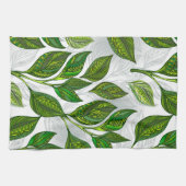 Linge De Cuisine Motif sans couture avec Feuilles de thé vert (Horizontal)
