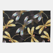 Linge De Cuisine Motif sans couture avec libellules d'or (Horizontal)