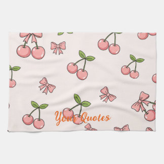 Linge De Cuisine Motif sans couture de cerises roses et de rubans m