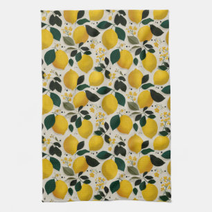 Linge De Cuisine Motif sans couture de citron botanique vintage