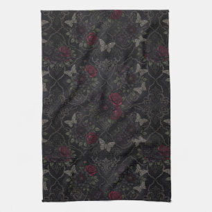 Linge De Cuisine Motif sans couture de Damas gothique sombre avec d