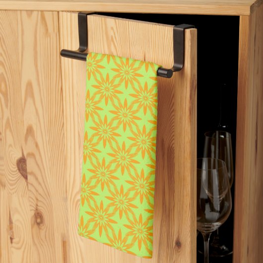 Linge De Cuisine Motif sans couture de fleurs vertes orange (Pliage en tiers)