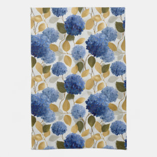 Linge De Cuisine Motif sans couture d'hortensia bleu élégant