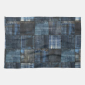 Linge De Cuisine Motif sans couture en patchwork de denim indigo (Horizontal)