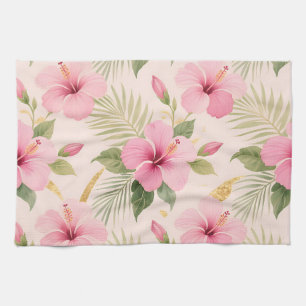 Linge De Cuisine Motif sans couture tropical à hibiscus rose