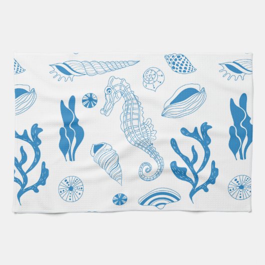 Linge De Cuisine Motif sans joint avec coquillages (Horizontal)