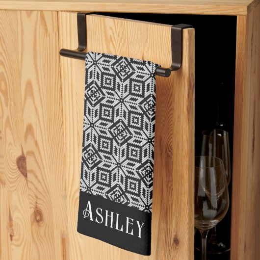 Linge De Cuisine Motif scandinave noir et blanc (Pliage en tiers)