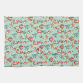 Linge De Cuisine Motif Seahorse et Seashell Turquoise (Horizontal)