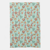Linge De Cuisine Motif Seahorse et Seashell Turquoise (Vertical)
