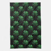 Linge De Cuisine Motif Shamrock brillant vert foncé sur noir (Vertical)