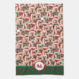 Linge De Cuisine Motif Shiba Inu Monogramme Chien de Noël