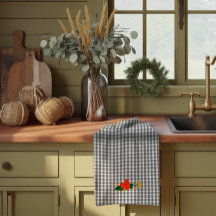 Motif simple fleur sauvage tartan gris