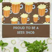 Linge De Cuisine Motif snob de bière d'amusement sur le brun et le (Plié)