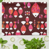 Linge De Cuisine Motif sous-marin de rétros poissons abstraits (Plié)