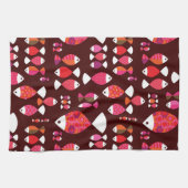 Linge De Cuisine Motif sous-marin de rétros poissons abstraits (Horizontal)