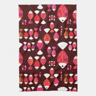 Linge De Cuisine Motif sous-marin de rétros poissons abstraits