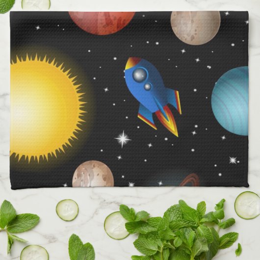 Linge De Cuisine Motif spatial (Plié)