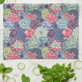 Linge De Cuisine Motif succulent coloré (Plié)