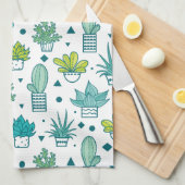 Linge De Cuisine Motif succulent d'aquarelle verte et bleue (Quart Plié)