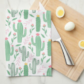 Linge De Cuisine Motif succulent de fleurs de cactus vert clair (Quart Plié)