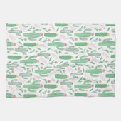Linge De Cuisine Motif succulent de fleurs de cactus vert clair (Horizontal)