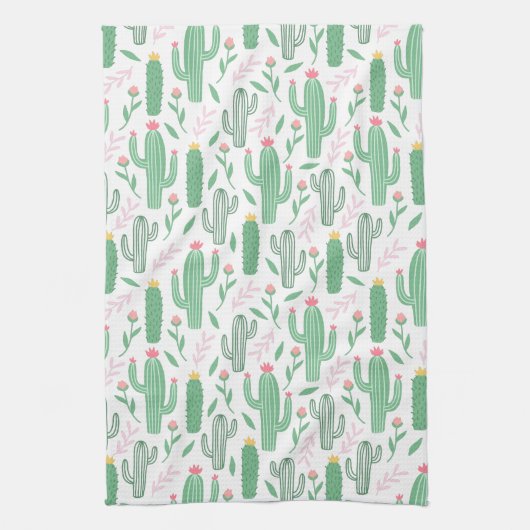Linge De Cuisine Motif succulent de fleurs de cactus vert clair (Vertical)