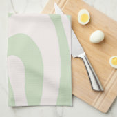 Linge De Cuisine Motif Super à bande verte Sage Green (Quart Plié)