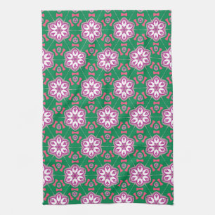 Linge De Cuisine Motif Super Green Purple Florale Star