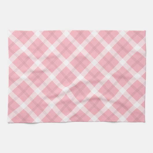 Linge De Cuisine Motif Tartan Rose Et Blanc (Horizontal)