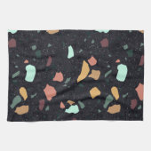 Linge De Cuisine Motif Terrazzo Noir (Horizontal)