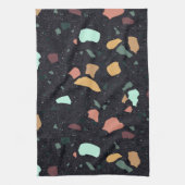 Linge De Cuisine Motif Terrazzo Noir (Vertical)