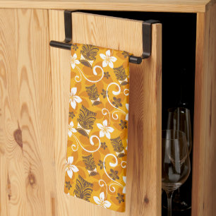 LINGE DE CUISINE MOTIF TIKI LUAU (ORANGE)