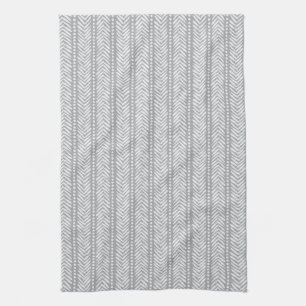 Linge De Cuisine Motif tiré par la main gris de Chevron