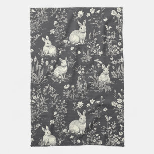 Linge De Cuisine Motif Toile Botanique Lapin Noir Rustique