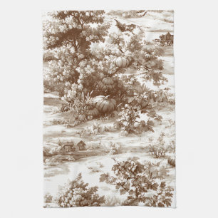 Linge De Cuisine Motif Toile de Campagne Récolte Sépia Vintage