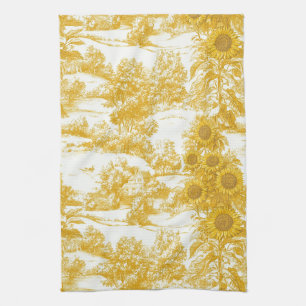 Linge De Cuisine Motif Toile de Tournesol de Pays Français Doré