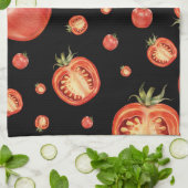 Linge De Cuisine Motif tomate | Noir et rouge (Plié)