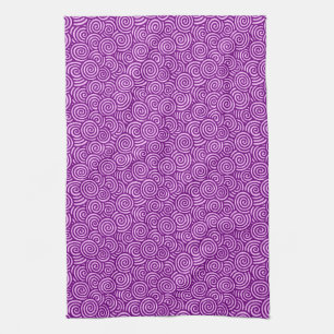 Linge De Cuisine Motif tourbillon japonais - rose orchidée et viole