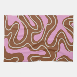 Linge De Cuisine Motif tourbillon liquide bohème marbre rose marron