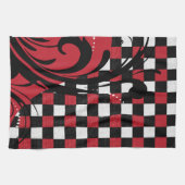 Linge De Cuisine Motif tourbillonnant Checkered | rouge foncé, (Horizontal)