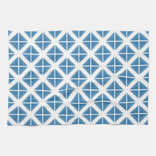 Linge De Cuisine Motif triangle bleu tendance