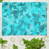 Linge De Cuisine Motif Triangle Bleu Turquoise (Plié)