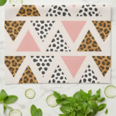 Linge De Cuisine Motif Triangle Léopard Chic et Rose (Plié)