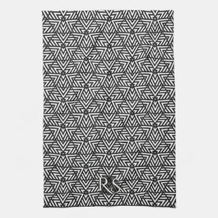 Linge De Cuisine Motif triangle noir+blanc : cuisine Monogram