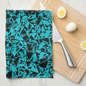 Linge De Cuisine Motif Triangle Noir Sarcelle (Quart Plié)