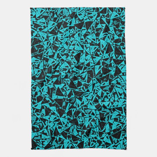 Linge De Cuisine Motif Triangle Noir Sarcelle (Vertical)