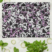 Linge De Cuisine Motif Triangle Noir Violet (Plié)
